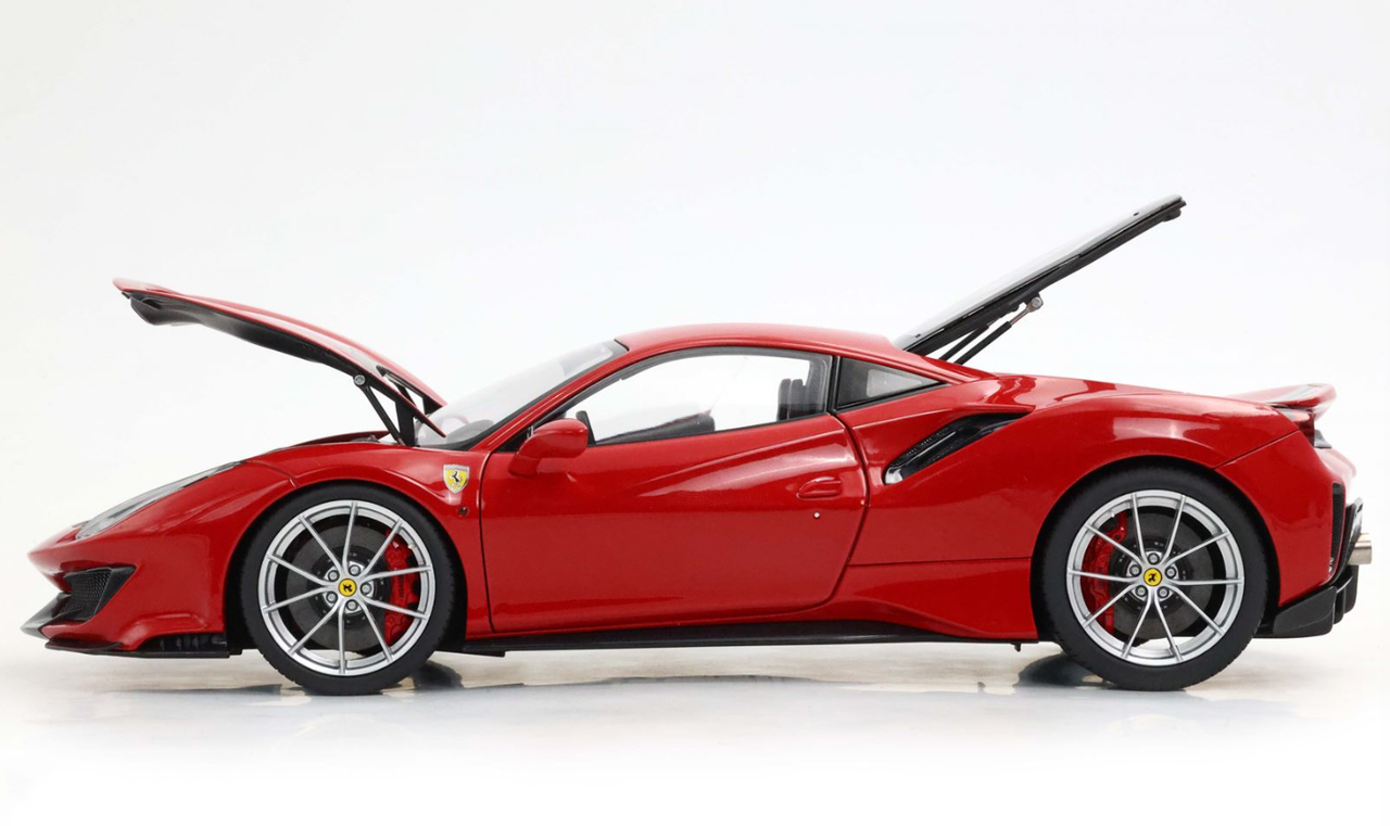 1/18 BBR Ferrari 488 Pista (Rosso Corsa Red) Full Open Diecast Car Model with Luxury Package