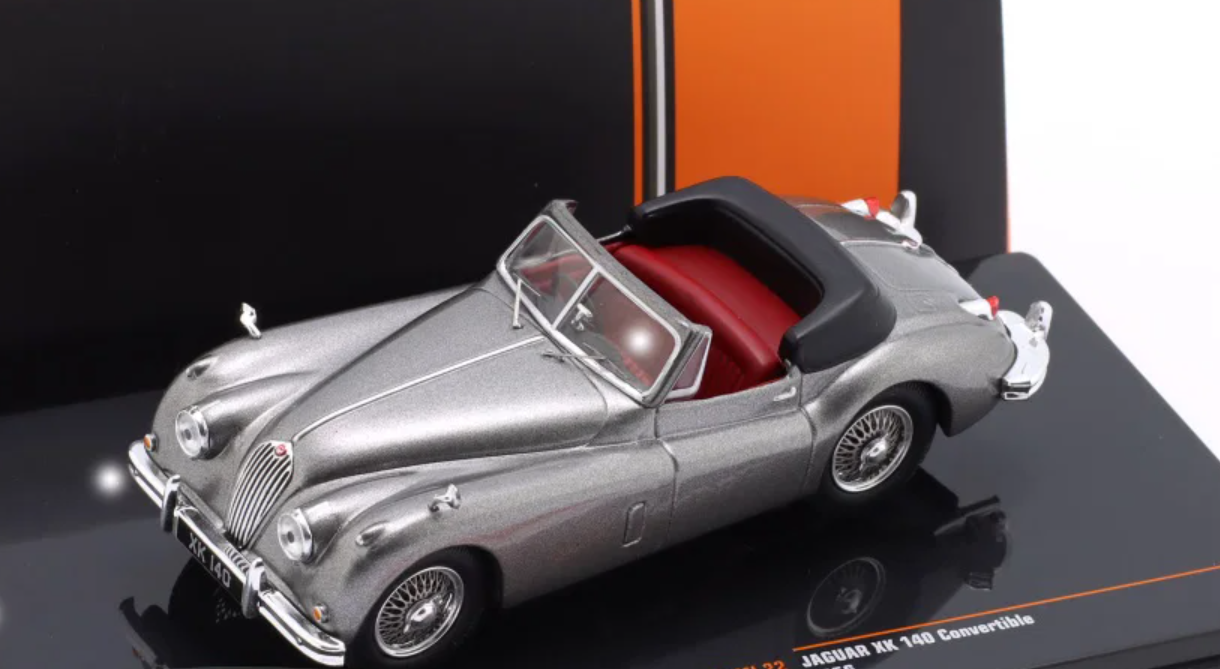 1/43 Ixo 1956 Jaguar XK 140 Convertible (Grey Metallic) Diecast Car Model