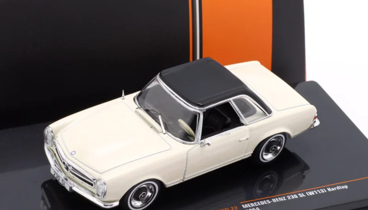 1/43 Ixo 1964 Mercedes-Benz 230 SL (W113) Hardtop (Light Beige White) Diecast Car Model