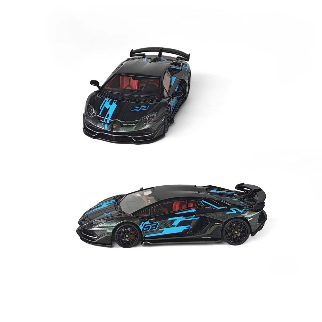1/64 Maxwell Lamborghini Aventador SVJ 63 (Dark Grey & Blue