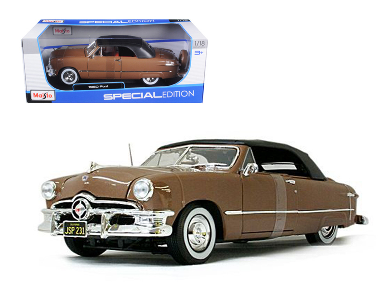 1950 Ford Convertible Soft Top Brown/Bronze 1/18 Diecast Model Car by Maisto