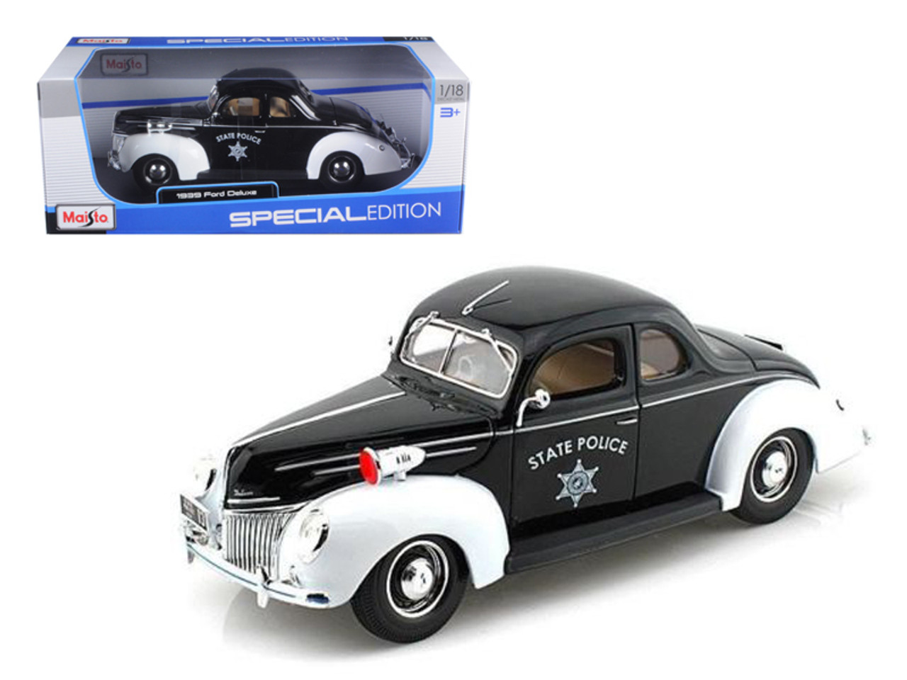 1939 Ford Deluxe Police 1/18 Diecast Model Car by Maisto