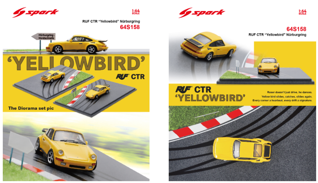 1/64 Spark 1987 Porsche 911 930 RUF CTR Prototype Nurburgring Car Model with Special Base Limited Edition