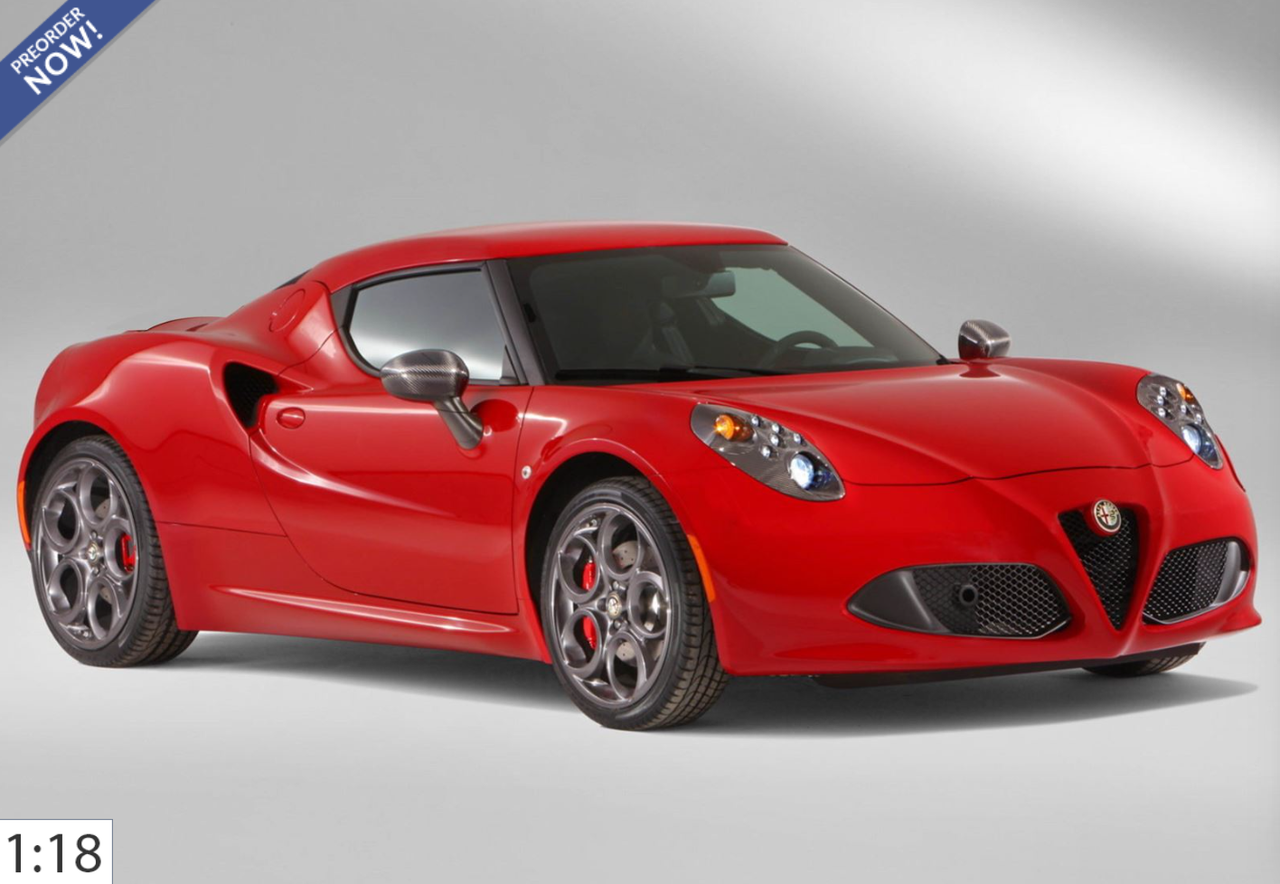 1/18 BBR Alfa Romeo 4C (Rosso Alfa Red) Car Model
