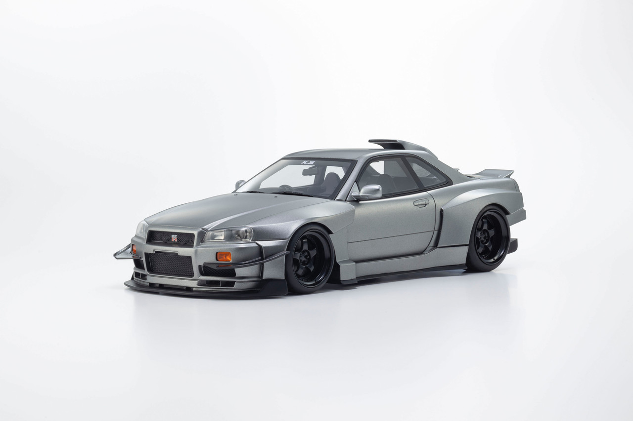 1/18 Kyosho Nissan Skyline GT-R (R34) Khyzyl Saleem (Matte Grey) Car Model