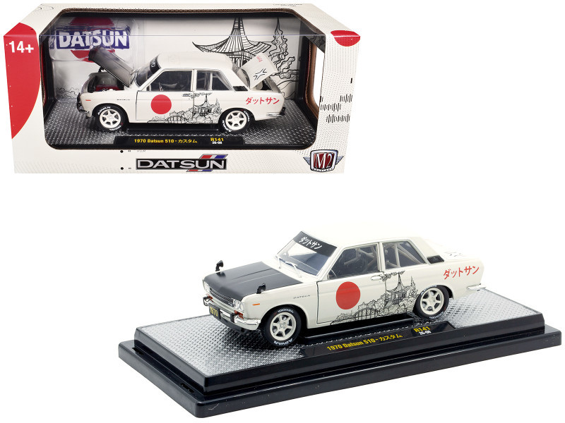 1970 Datsun 510 Light Gray with Japanese Graphics Limited Edition to 4050 pieces Worldwide 1/24 Diecast Model Car by M2 Machines