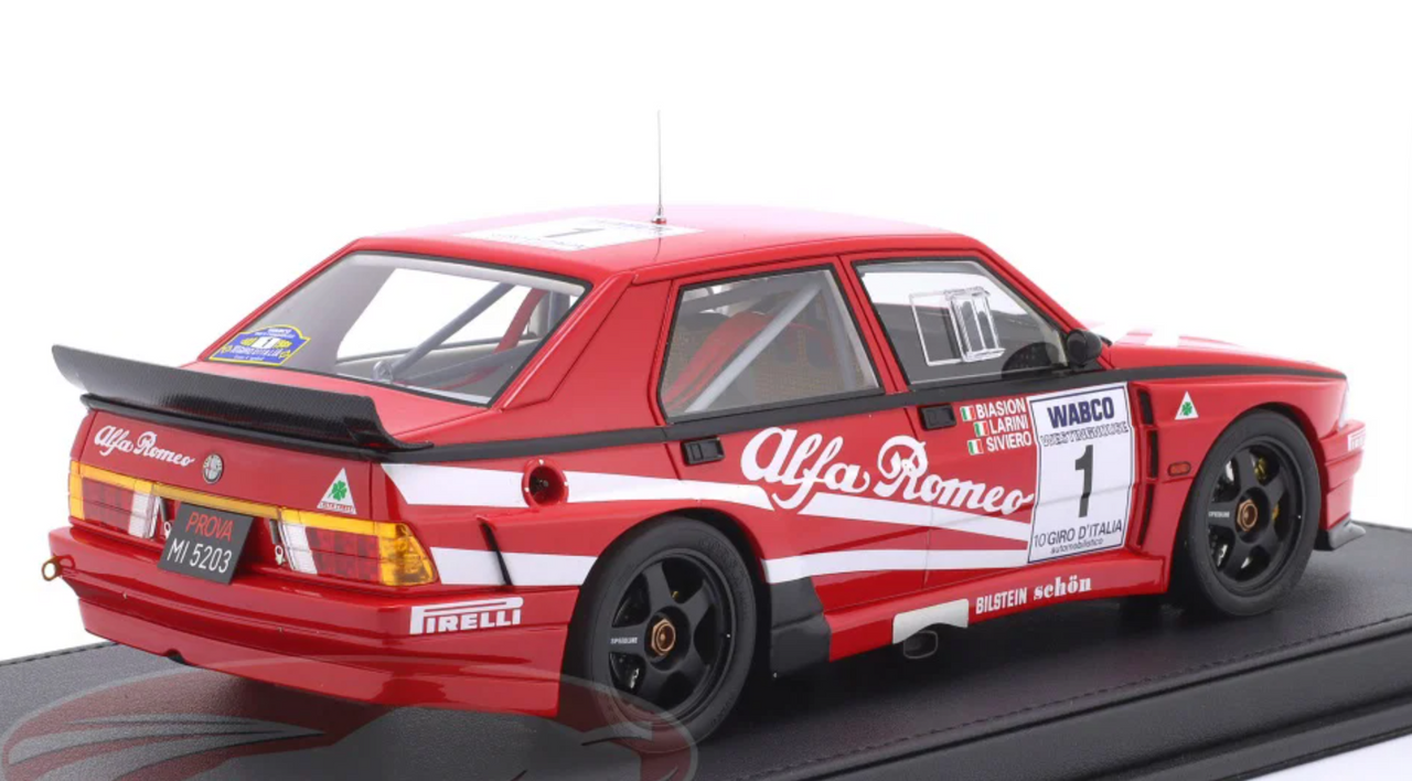 1/18 TopMarques 1989 Alfa Romeo 75 Turbo #1 2nd Giro d'Italia Miki Biasion, Nicola Larini, Tiziano Siviero Car Model