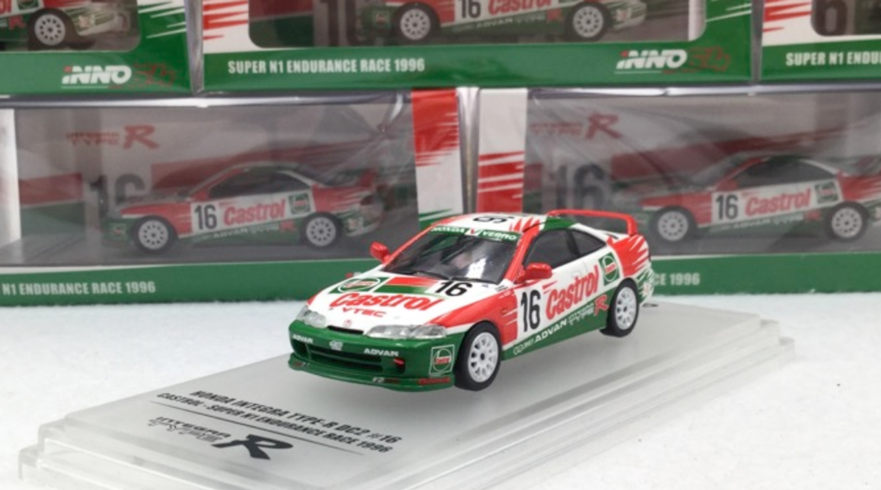 1/64 INNO64 Honda INTEGRA TYPE-R DC2 #16 CASTROL Super N1 Endurance Race 1996 Car Model