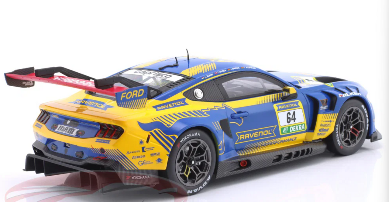 1/18 Ixo 2025 Ford Mustang GT3 #64 24h Nürburgring HRT Ford Performance Dennis Olsen, Arjun Maini, Frank Stippler, Jusuf Owega Diecast Car Model