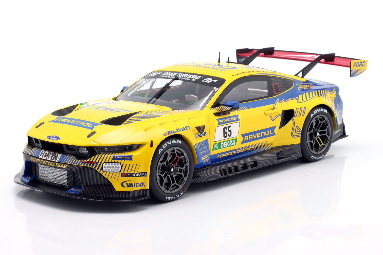 1/18 Ixo 2025 Ford Mustang GT3 #65 4th 24h Nürburgring HRT Ford Performance Dennis Fetzer, David Schumacher, Salman Owega, Jusuf Owega Diecast Car Model