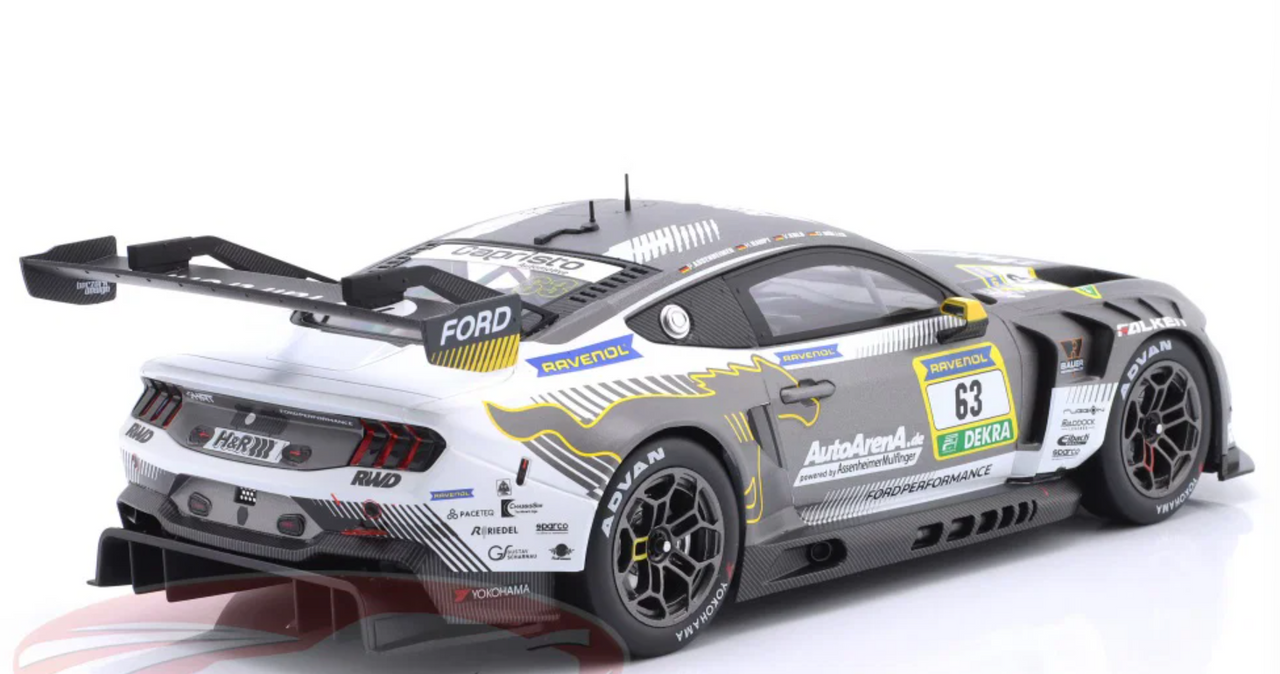 1/18 Ixo 2025 Ford Mustang GT3 #63 24h Nürburgring HRT Ford Performance Hubert Haupt, Patrick Assenheimer, Vincent Kolb, Dirk Müller Diecast Car Model