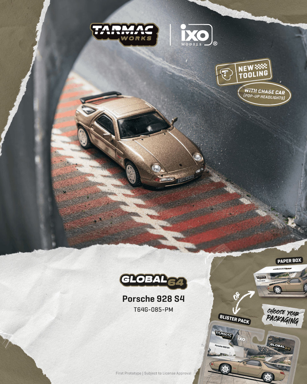 1/64 Tarmac Works Porsche 928 S4 (Platinum Metallic Champagne