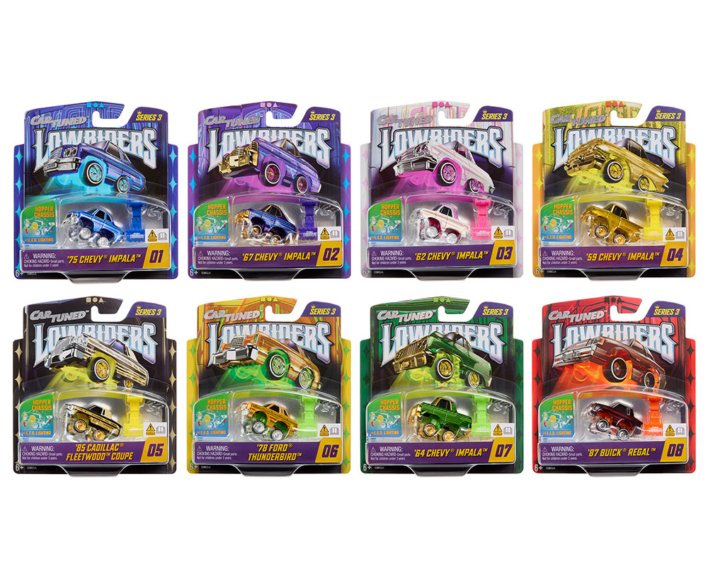 1/64 CarTuned 8-Car Set Lowriders SHOW GLOW Series 3 Assortment of 8 Styles 2026 LED Light Up & Hopper Chassis Option