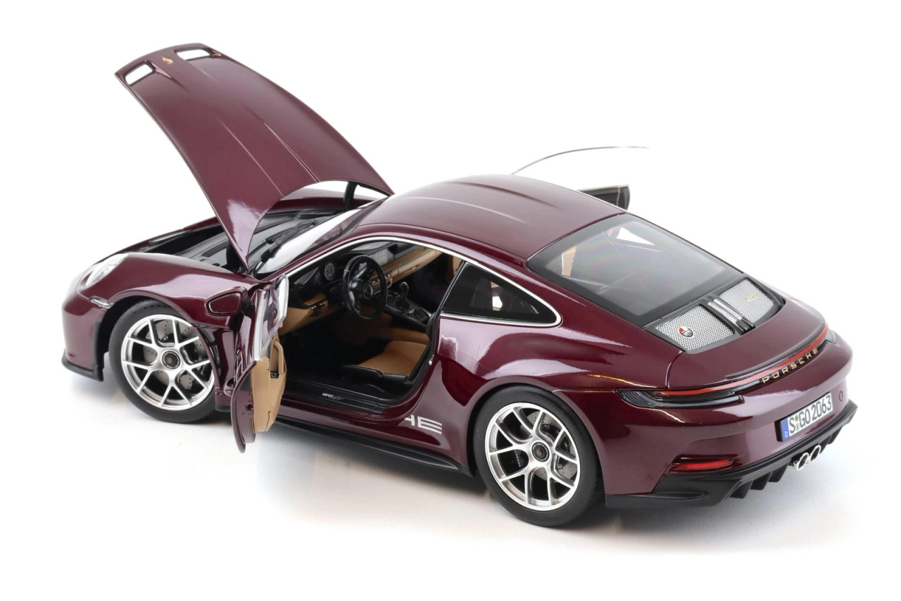 1/18 Norev Porsche 911 992 S/T Heritage Package (Amethyst Metallic Red) Diecast Car Model