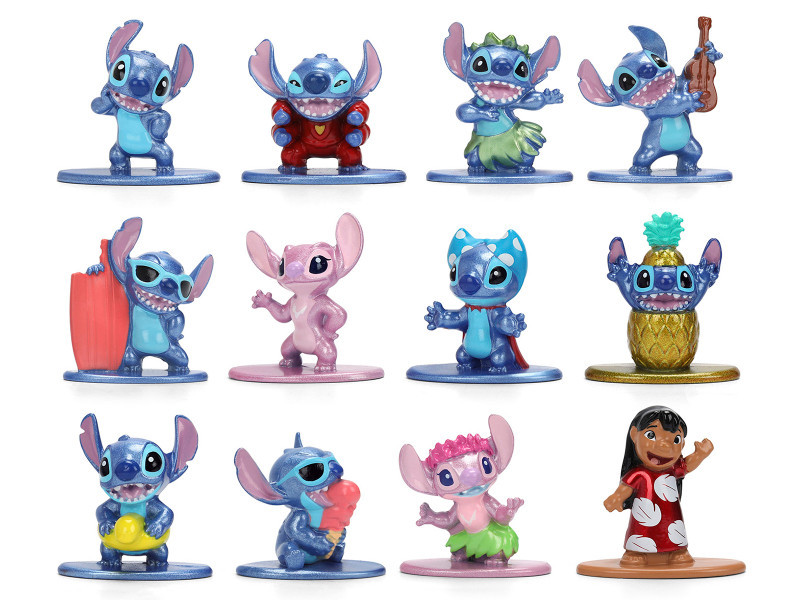 Set of 12 Diecast Figures "Disney's Stitch" Franchise "Nano Metalfigs" Series Diecast models by Jada