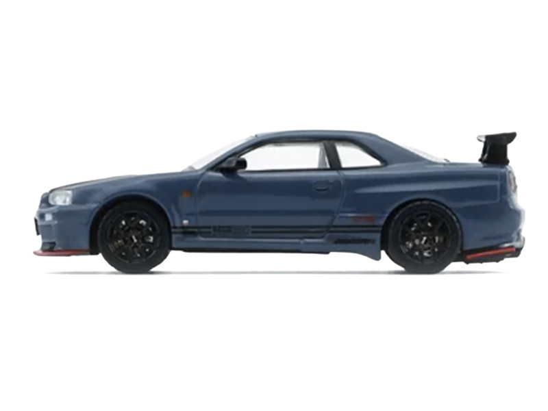 1/64 BMC Top Secret Nissan Skyline R34 BNR34 (Grey Blue with Carbon Bonnet) TAS JP26 Diecast Car Model