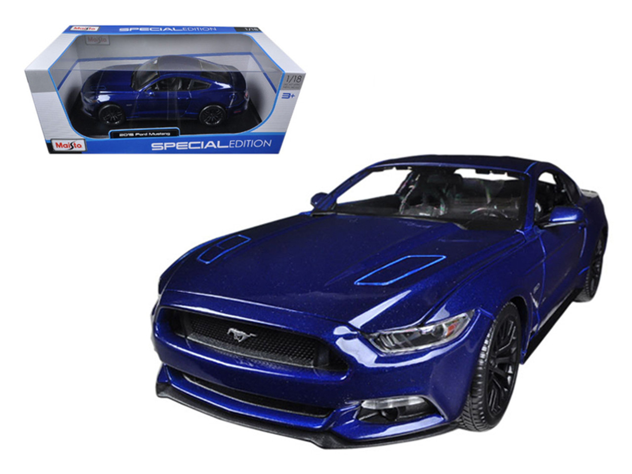 2015 Ford Mustang GT 5.0 Blue Metallic 1/18 Diecast Model Car by Maisto