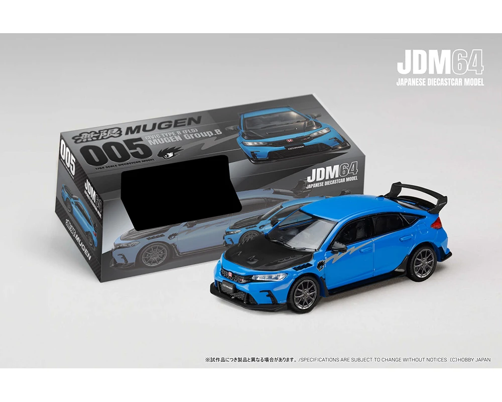 1/64 Hobby Japan Honda Civic Type R (FL5) MUGEN Group B 2024 (Racing Blue Pearl) Diecast Car Moel