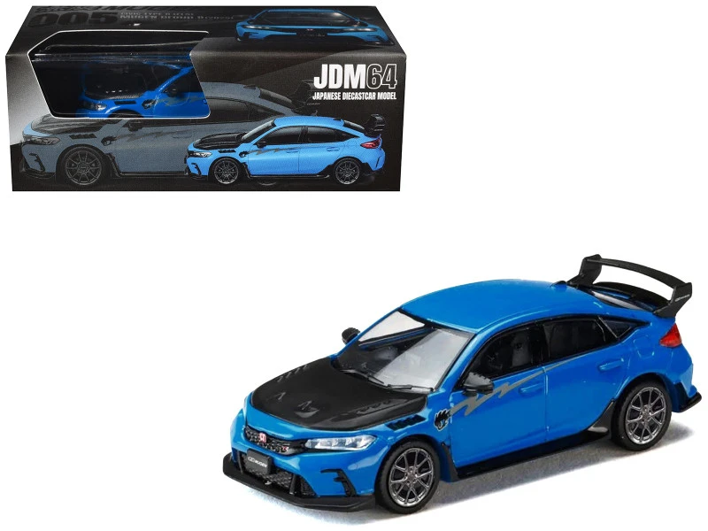 1/64 Hobby Japan Honda Civic Type R (FL5) MUGEN Group B 2024 (Racing Blue Pearl) Diecast Car Moel