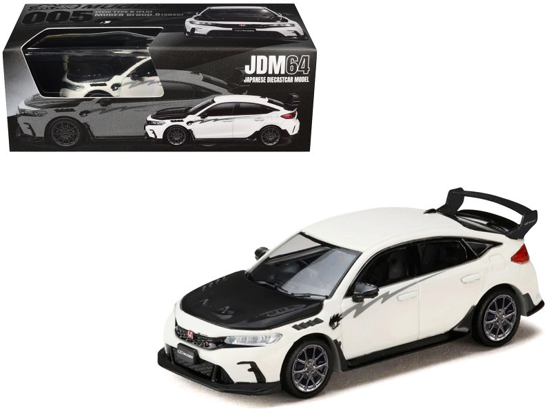 1/64 Hobby Japan Honda Civic Type R (FL5) MUGEN Group B 2024 (Championship White) Diecast Car Moel