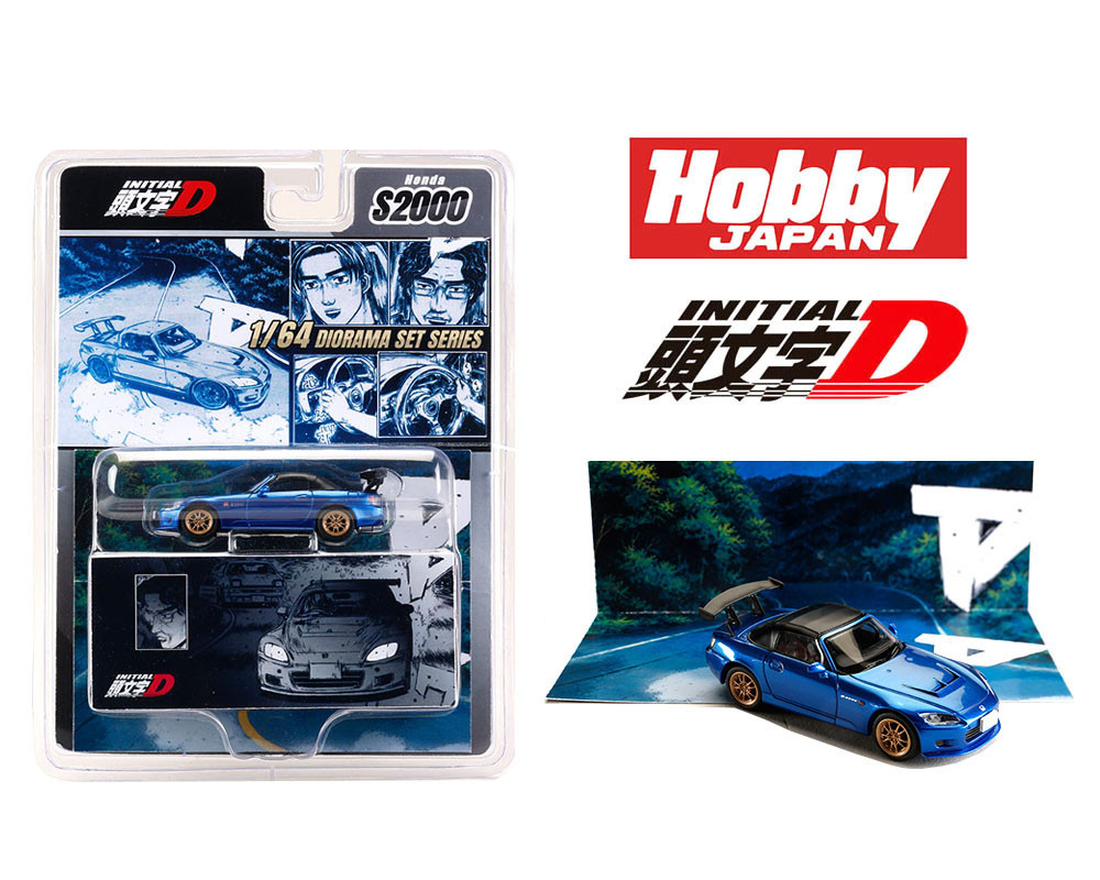 1/64 Hobby Japan Initial D Honda S2000 with Collector Cards Toshiya Joshima VS Takumi Fujiwara Diecast Car Moel