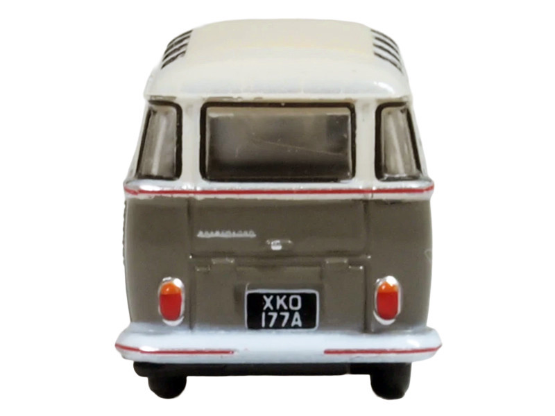 Volkswagen T1 Samba Bus Mouse Grey and Pearl White with Red Stripes 1/148 (N) Scale Diecast Model Car by Oxford Diecast