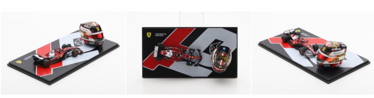 1/43 Looksmart 2025 Formula 1 Ferrari Abu Dhabi GP #16 Charles Leclerc Car Model & 1/8 Helmet Set