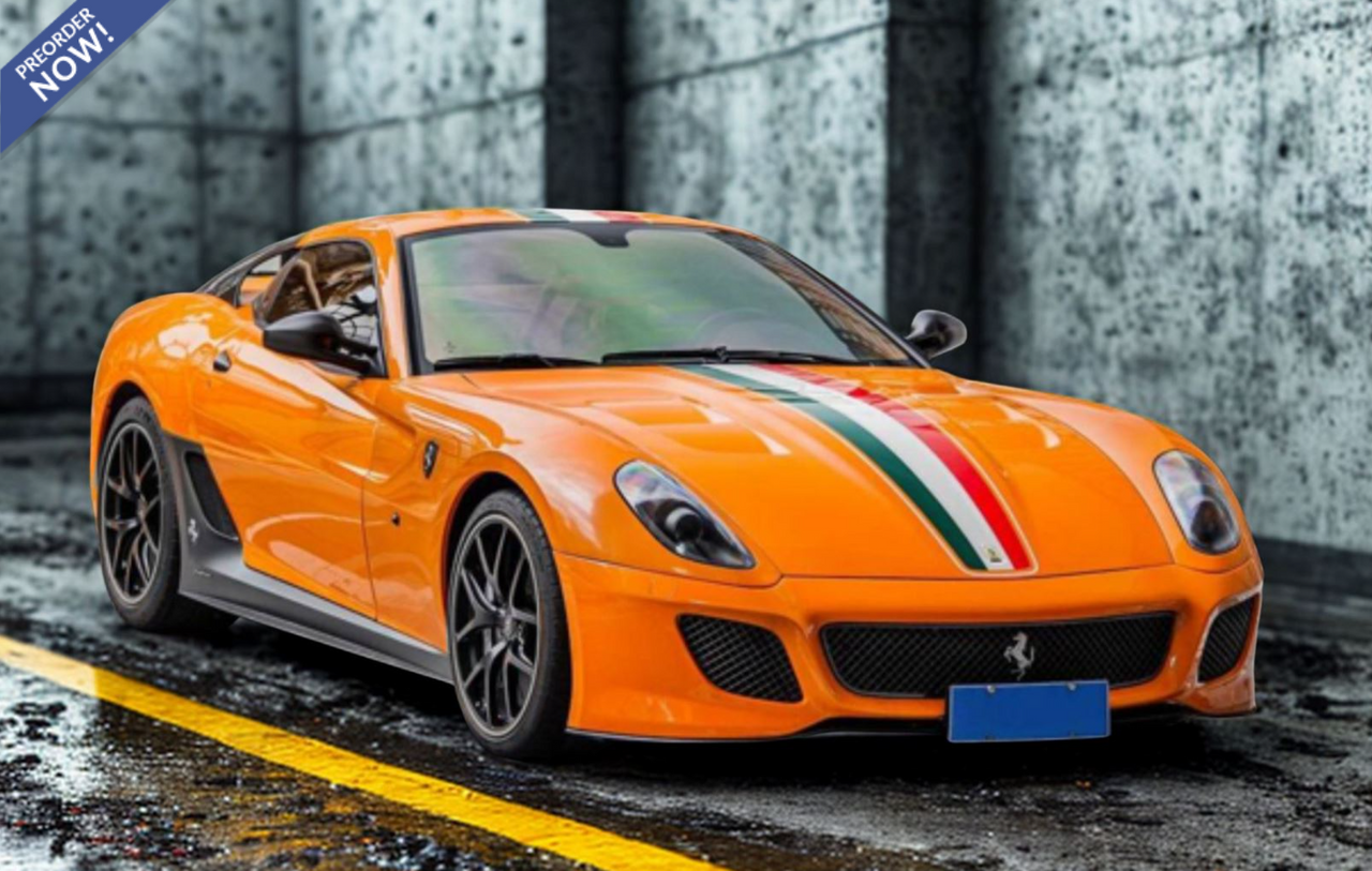 1/18 BBR 2010 Ferrari 599 GTO (Triple-Coated Orange with Italian Stripe) Car Model Limited 27 Peces