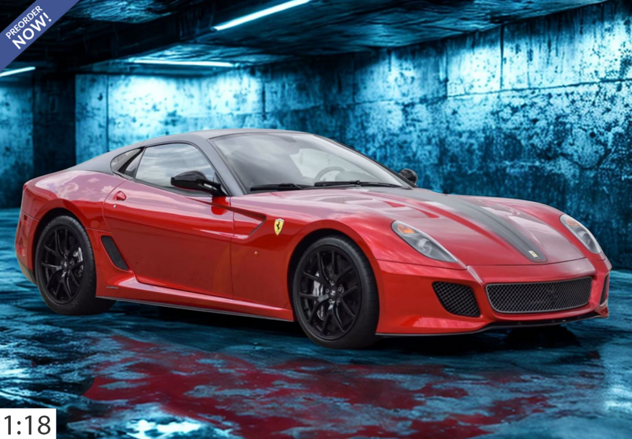 1/18 BBR 2010 Ferrari 599 GTO (Rosso Fuoco Red with Grey Stripe) Car Model Limited 27 Peces