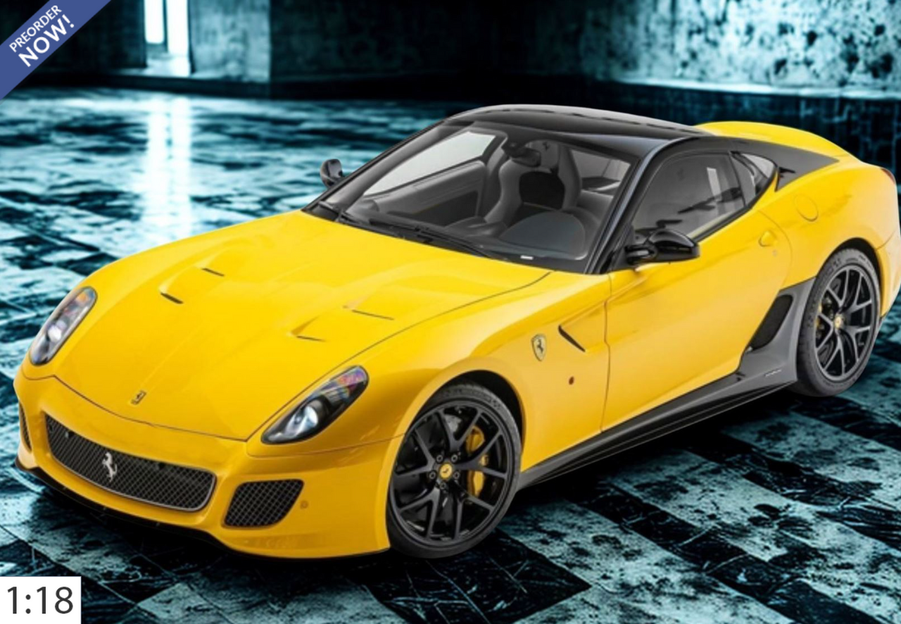 1/18 BBR 2010 Ferrari 599 GTO (Tri-Coat Yellow with Black Roof) Car Model Limited 27 Peces