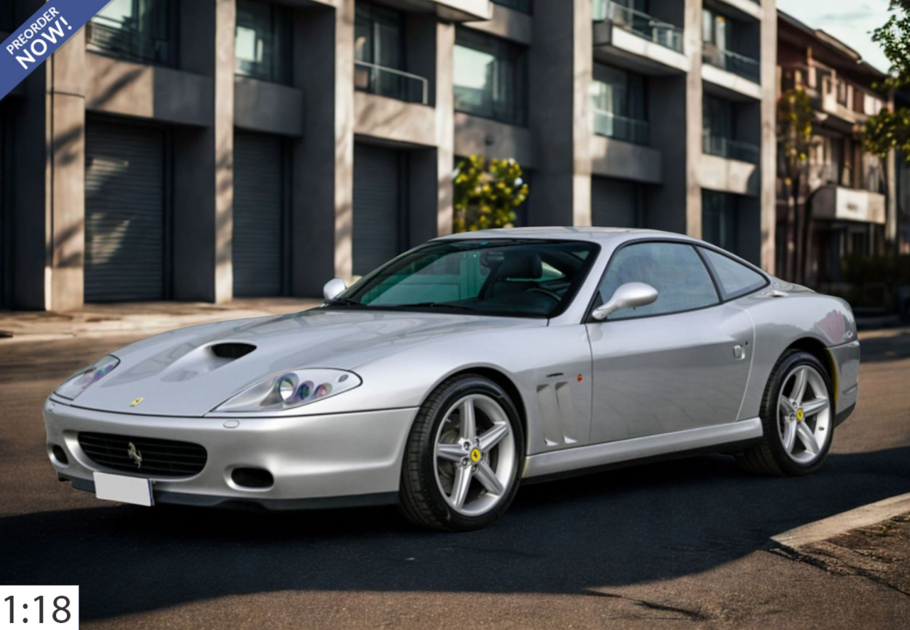 1/18 BBR 2002 Ferrari 575M Maranello (Silver Nurburgring with Black Interior) Car Model