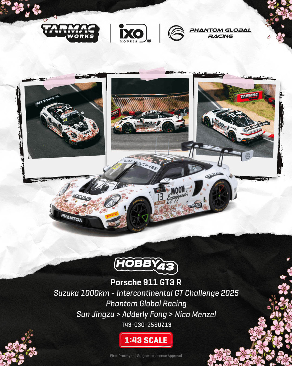 1/43 Tarmac Works 2025 Porsche 911 GT3 R Suzuka 1000km
