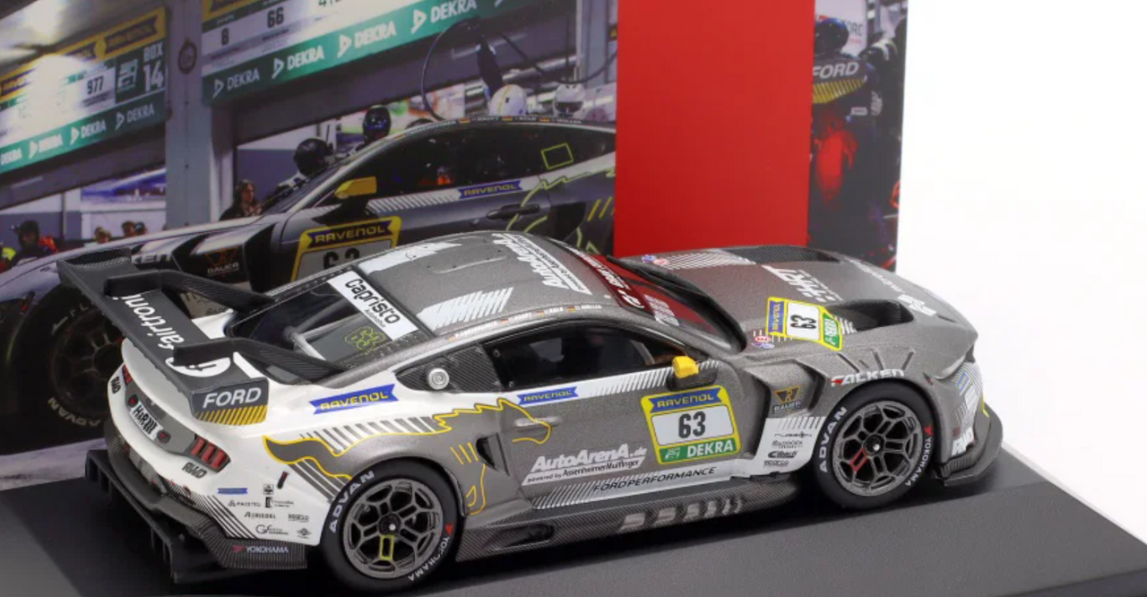1/43 Ixo 2025 Ford Mustang GT3 #63 24h Nürburgring Haupt Racing Team Ford Performance Hubert Haupt, Patrick Assenheimer, Vincent Kolb, Dirk Müller Diecast Car Model