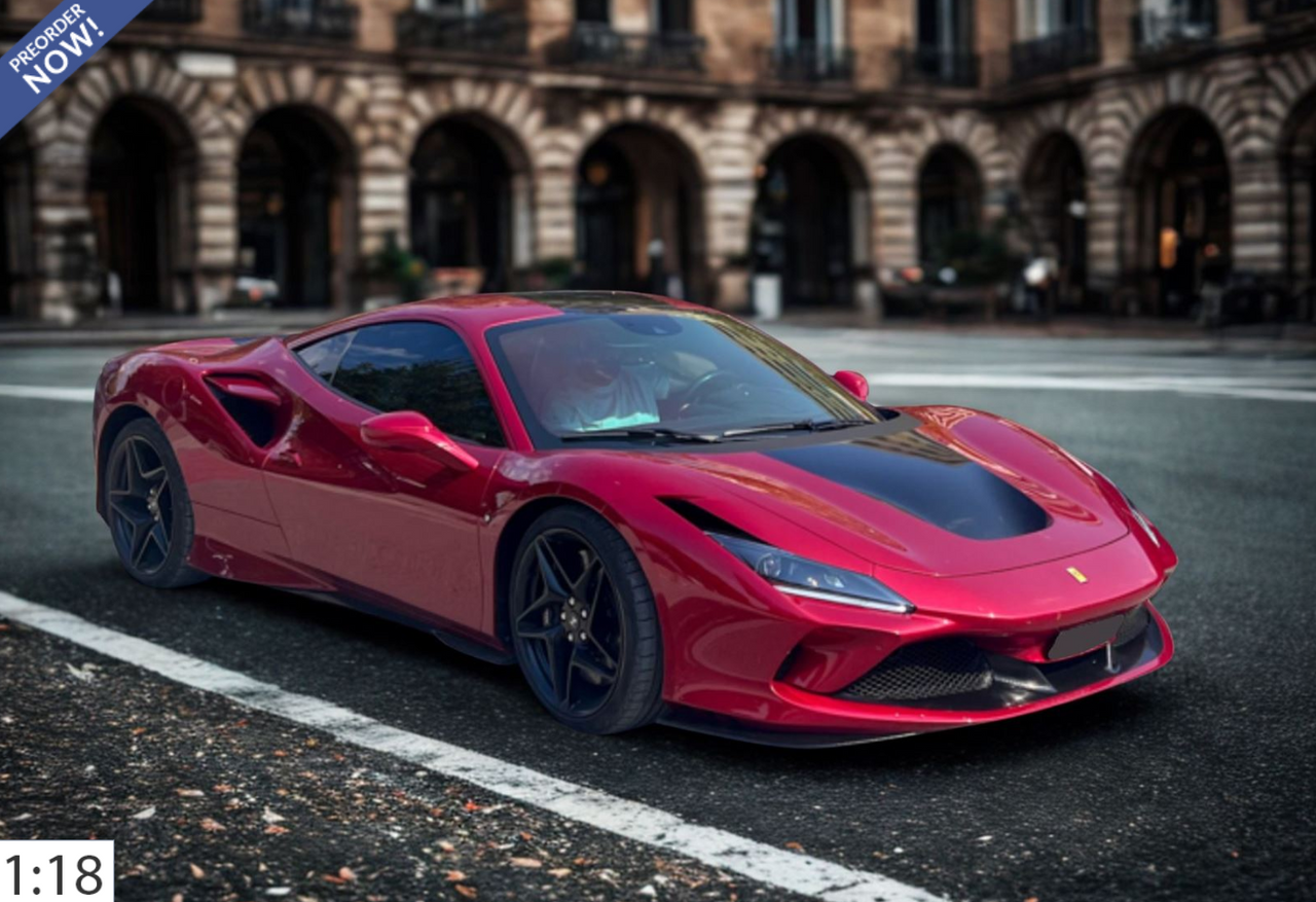 1/18 BBR Ferrari F8 Tributo (Red with Black Stripe) Car Model
