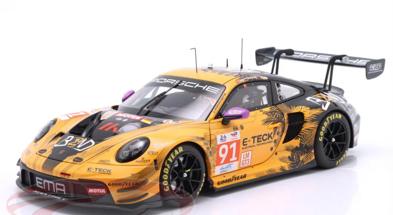 1/18 Minichamps 2024 Porsche 911 GT3 R #91 Winner LMGTE 24h LeMans Manthey EMA Richard Lietz, Morris Schuring, Yasser Shahin Diecast Car Model