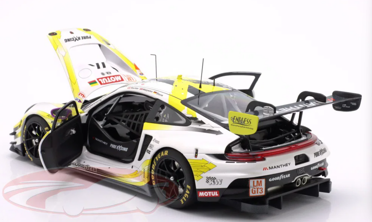 1/18 Minichamps 2024 Porsche 911 GT3 R #92 24h LeMans Manthey PureRxcing Klaus Bachler, Alex Malykhin, Joel Sturm Diecast Car Model