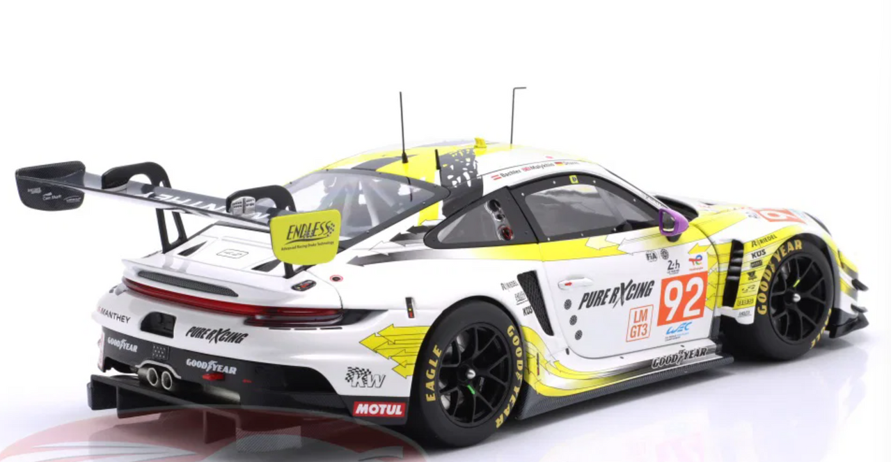 1/18 Minichamps 2024 Porsche 911 GT3 R #92 24h LeMans Manthey PureRxcing Klaus Bachler, Alex Malykhin, Joel Sturm Diecast Car Model