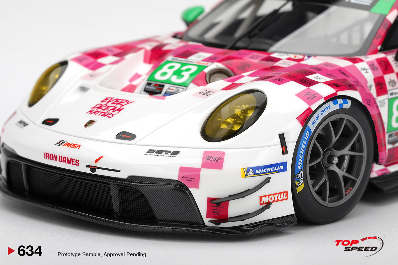 1/18 Top Speed 2025 Porsche 911 GT3 R (992) #83 Iron Dames 2025 IMSA Daytona 24 Hrs Car Model