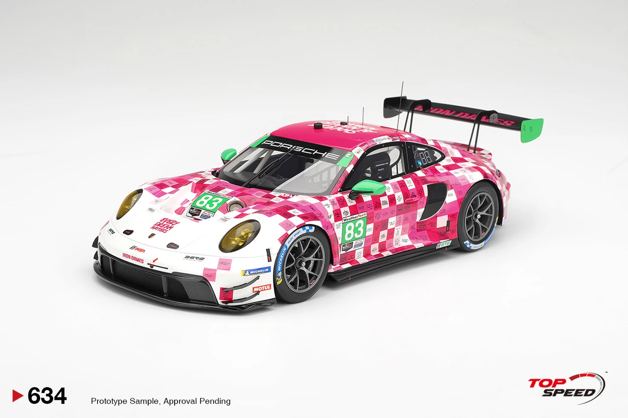 1/18 Top Speed 2025 Porsche 911 GT3 R (992) #83 Iron Dames 2025 IMSA Daytona 24 Hrs Car Model