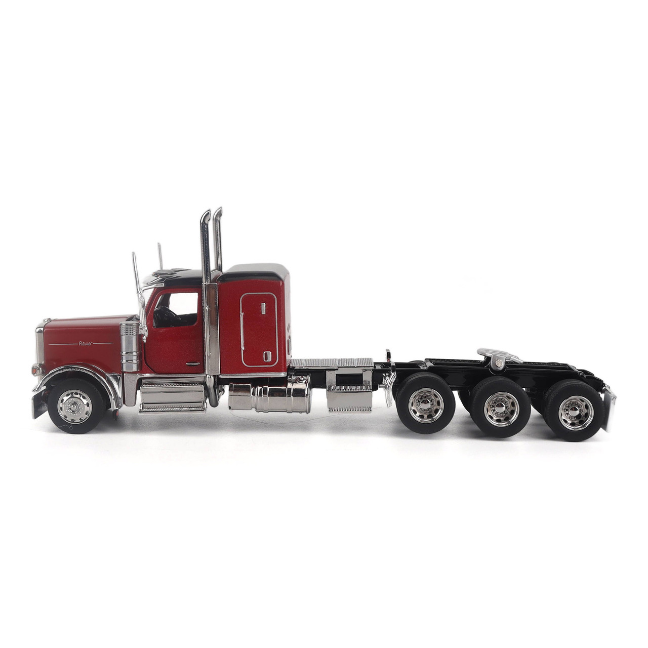 1/64 Diecast Masters Peterbilt Model 589 131-inches-BBC 58-inches-Sleeper Tridem-Axle Legendary Package Truck Tractor (Legendary Red) Diecast Model