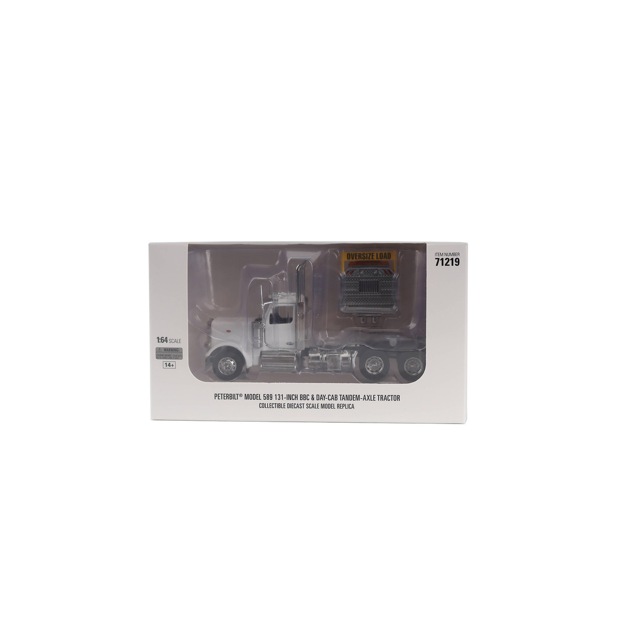 1/64 Diecast Masters Peterbilt Model 589 131-inches-BBC Day-Cab Tandem-Axle Truck Tractor (White) Diecast Model