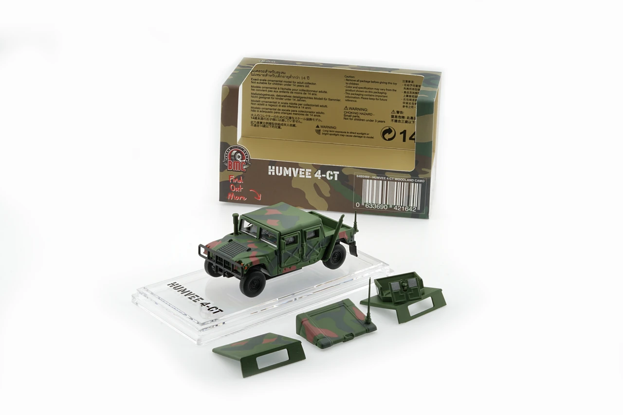 1/64 BMC Hummer Humvee 4-CT -Woodland Camo Diecast Car Model