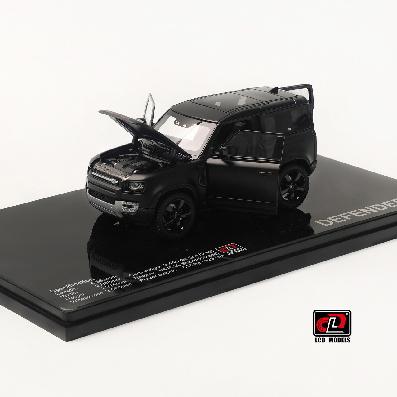 1/43 LCD Land Rover Defender 90 (Matte Black) Diecast Car Model