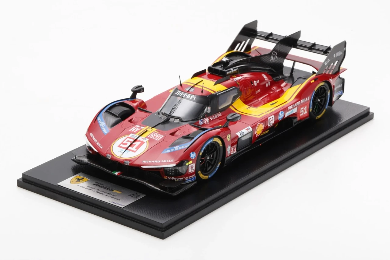 1/18 Looksmart 2025 Ferrari 499P #51 3rd 24h LeMans Ferrari AF Corse James Calado, Antonio Giovinazzi, Alessandro Pier Guidi Car Model