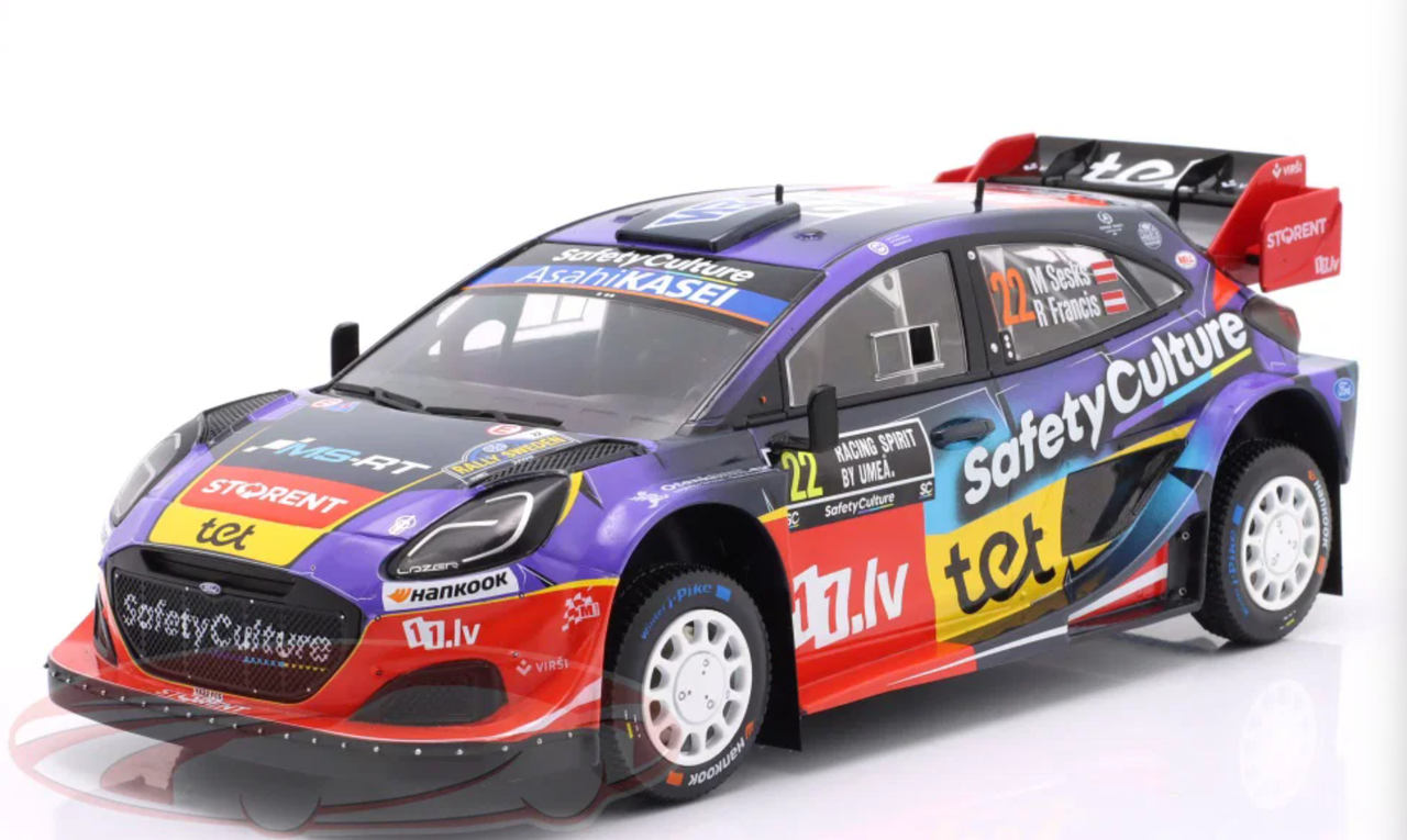 1/18 Ixo 2025 Ford Puma Rally1 #22 6th Rallye Sweden M-Sport Ford WRT Mārtiņš Sesks, Renārs Francis Diecast Car Model