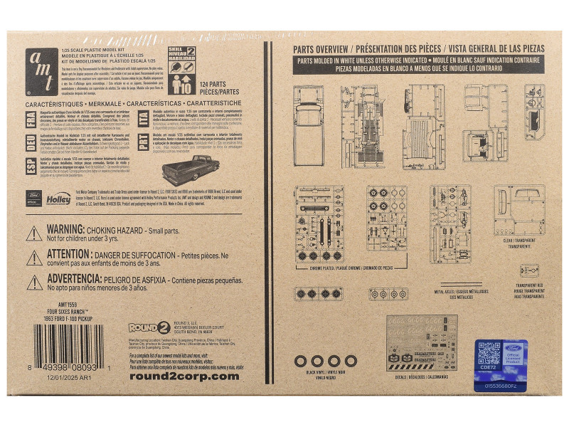 Skill 2 Model Kit 1963 Ford F-100 Pickup Truck "Four Sixes Ranch" 3-in-1 Kit 1/25 Scale Model by AMT