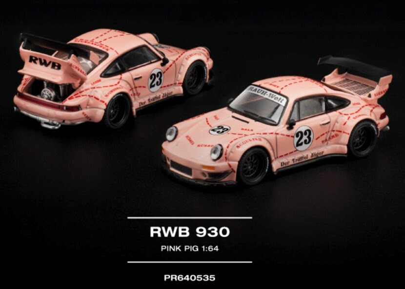 1/64 Poprace Porsche 911 930 Pink Pig #23 Diecast Car Model