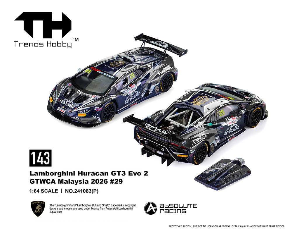 1/64 Trends Hobby 2026 Lamborghini Huracan GT3 EVO GTWCA Malaysia 2026 #29 Diecast Car Model
