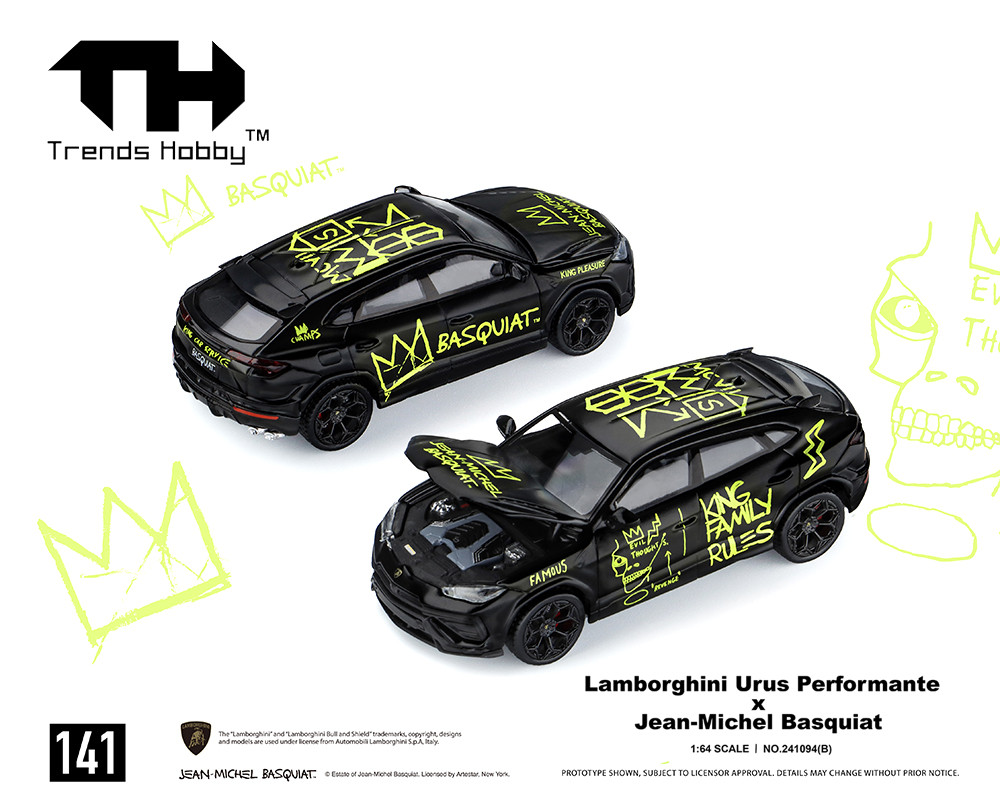1/64 Trends Hobby Lamborghini Urus Performance x Jean Michael Basquiat (Matte Black) Special Edition Diecast Car Model