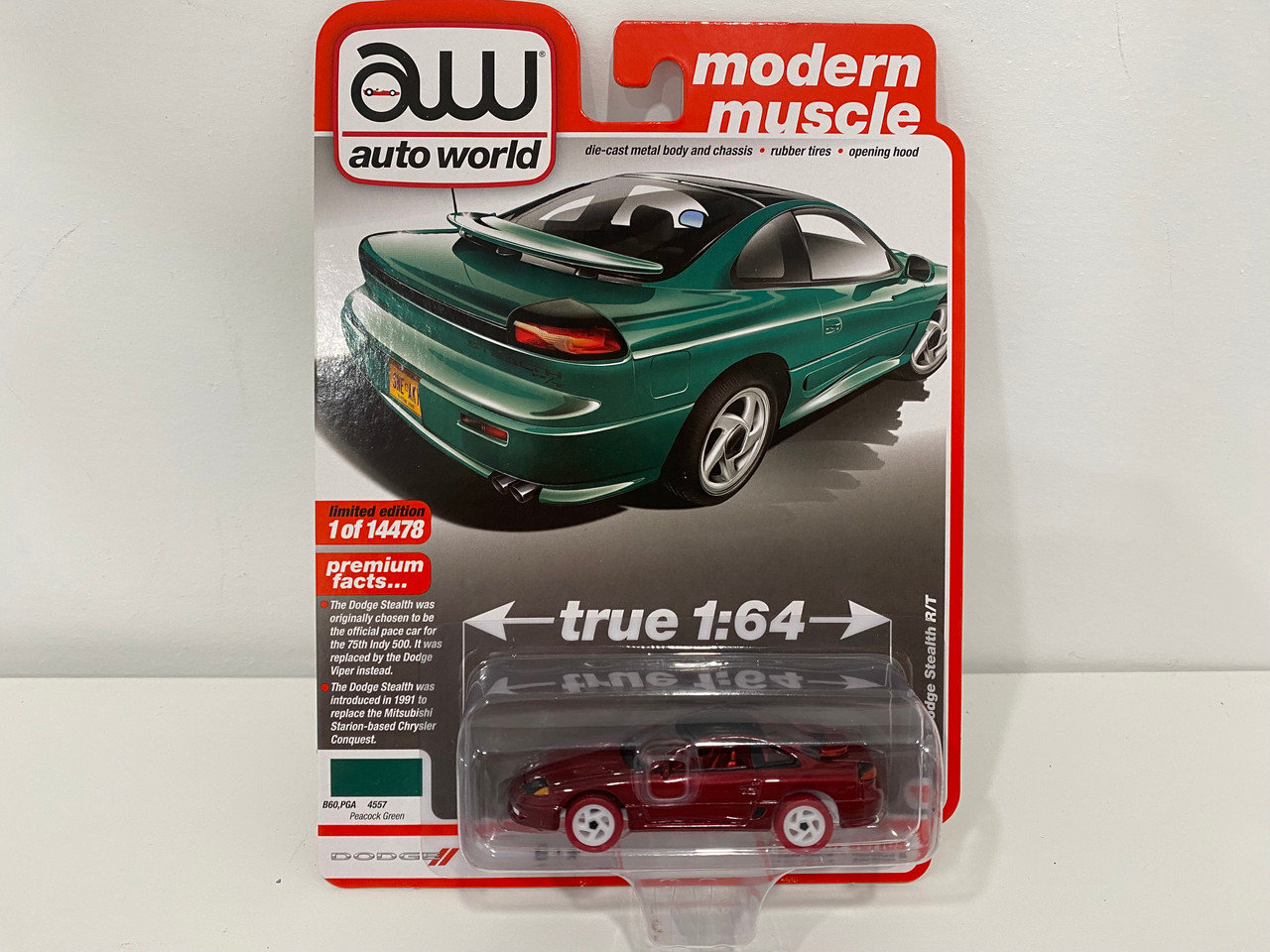 CHASE CAR 1/64 Auto World 1993 Dodge Stealth R/T (Red with White